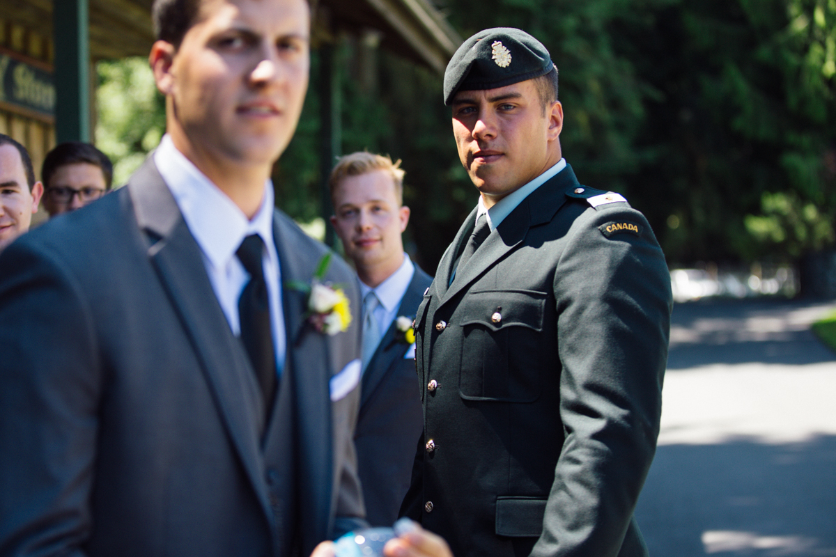 The Groom waiting for his bride King Francis Park Forest Wedding Ceremony Vancouver Island