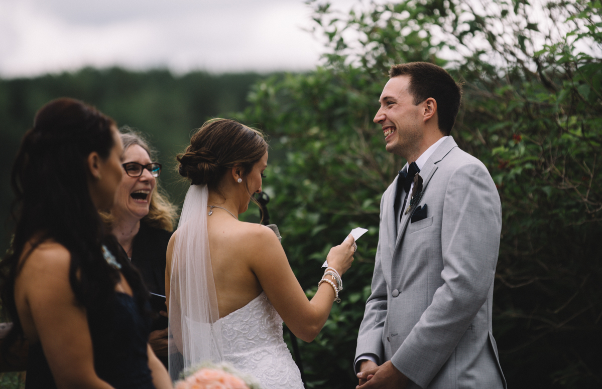 Bride reads her vows to her Groom Provincial Park Wedding ceremony Clear Lake Manitoba