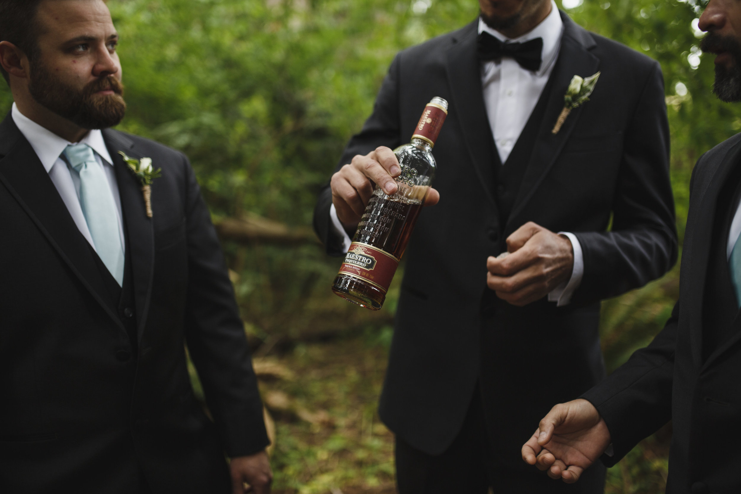 Groomsmen with the groom forest wedding Tofino Sea Cider Vancouver Island