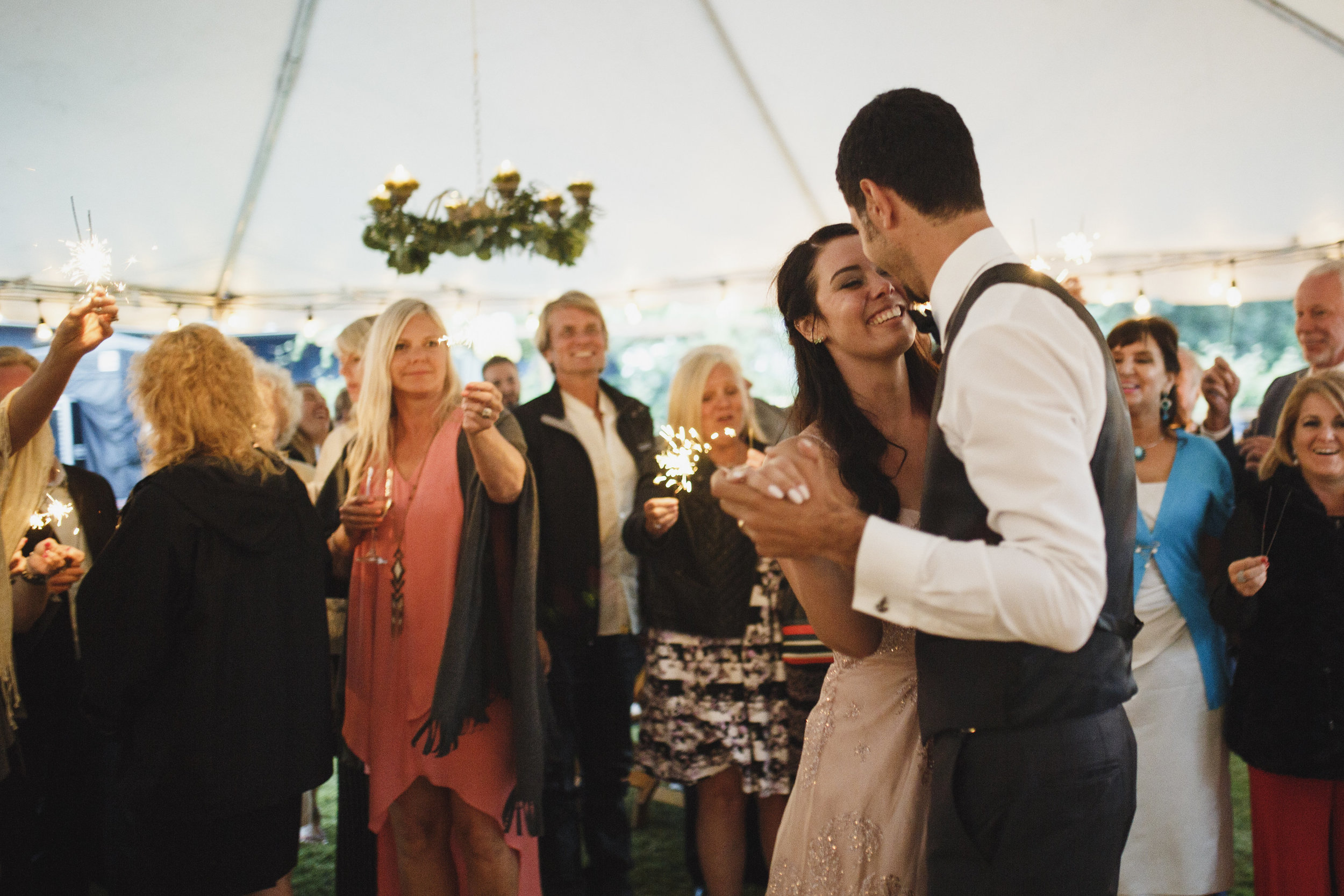 Married couple bride and groom first dance Beach wedding reception Tofino Sea Cider Vancouver Island