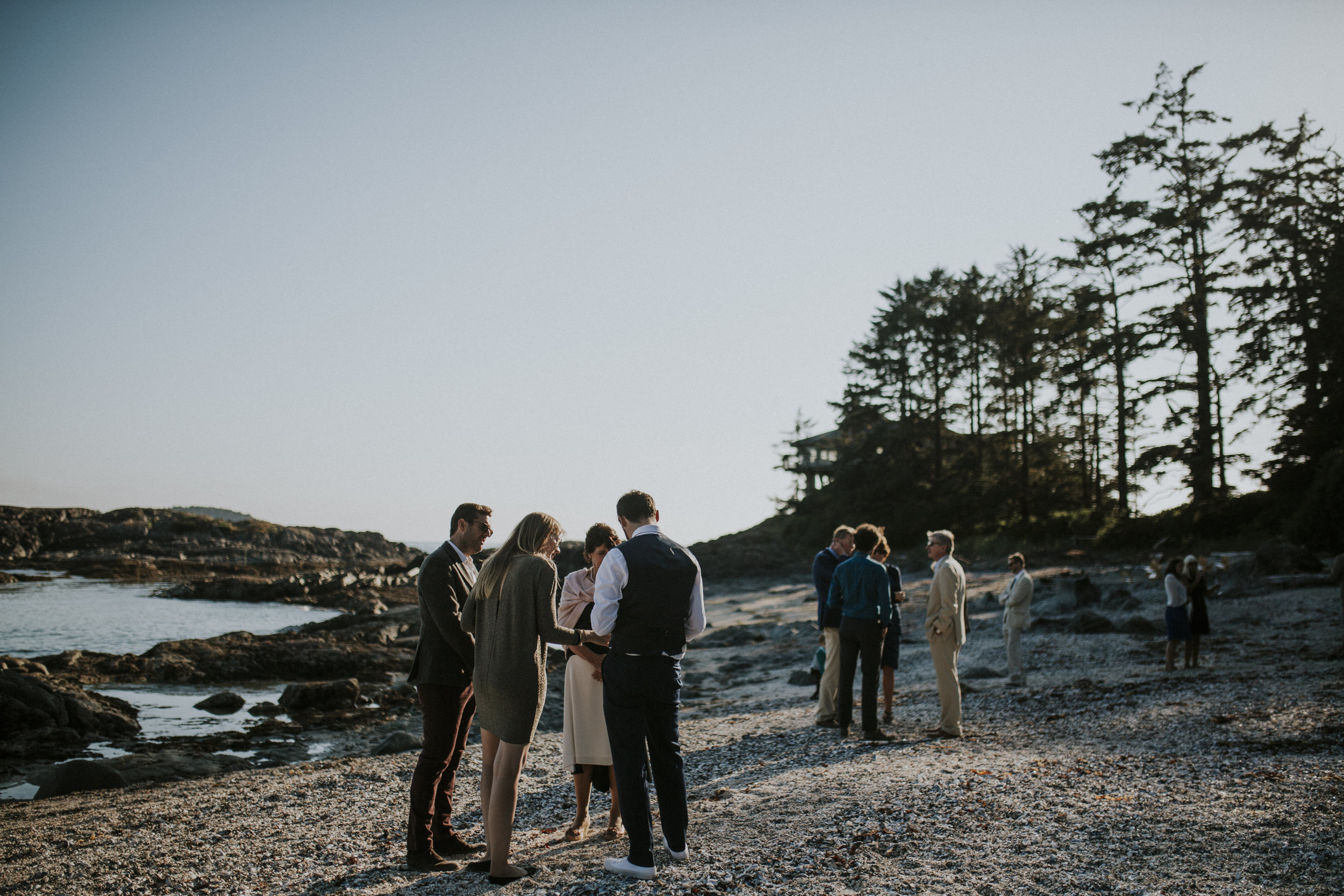 guests on beach wedding wickaninnish inn