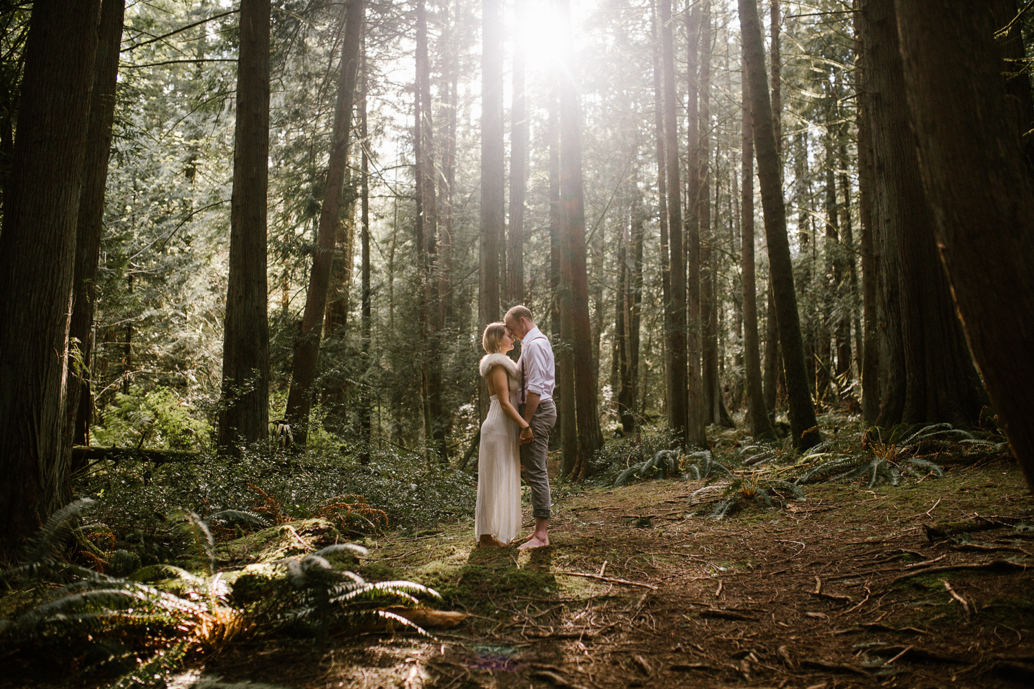 Couple in the forest Engagement Fairytale Victoria BC