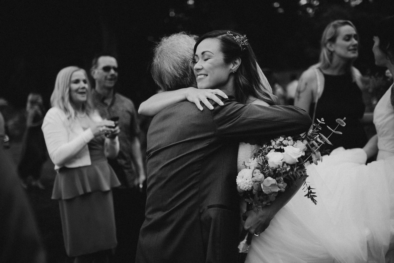 Bride embracing her father Galiano Inn Wedding Ceremony