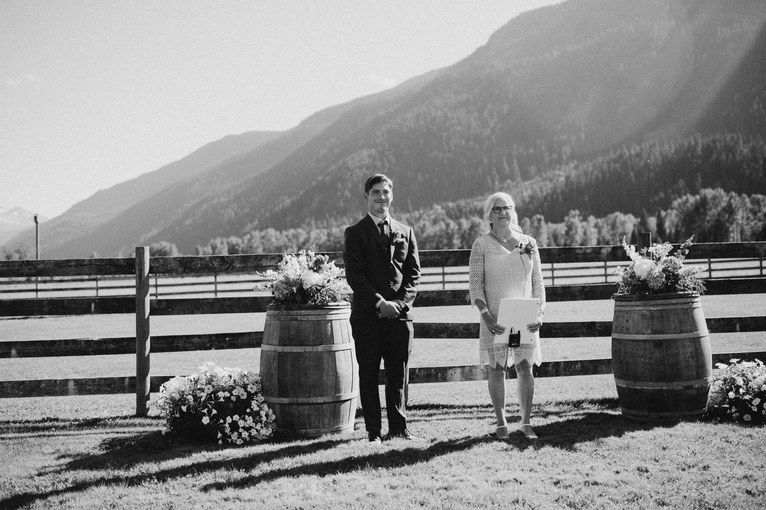 Wedding ceremony Pemberton Valley farm wedding