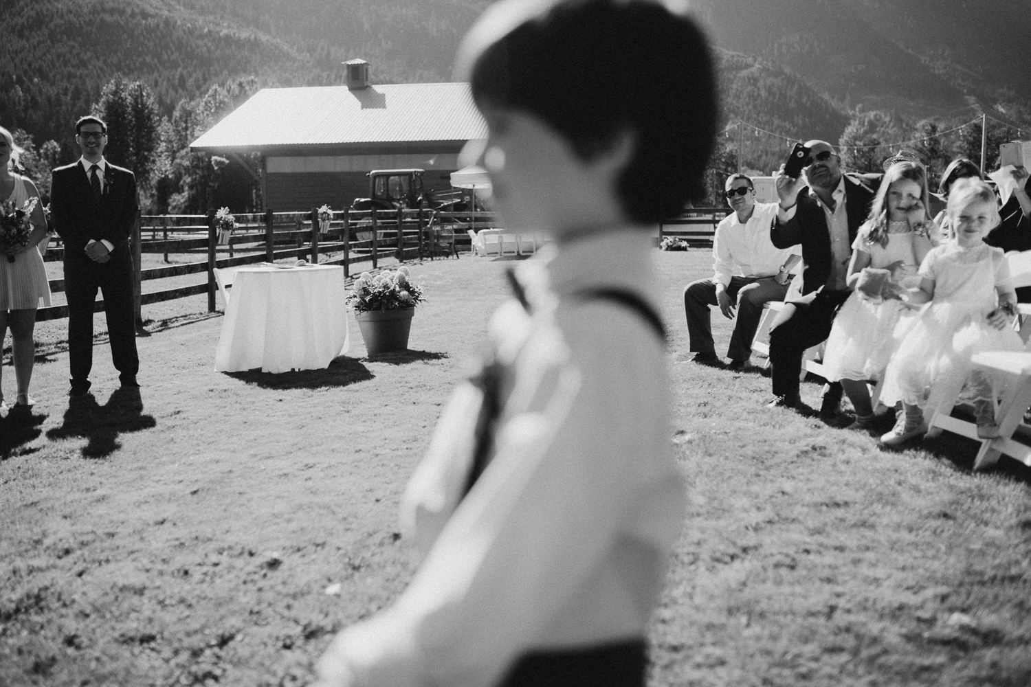 ring bearer at ceremony Pemberton Farm wedding