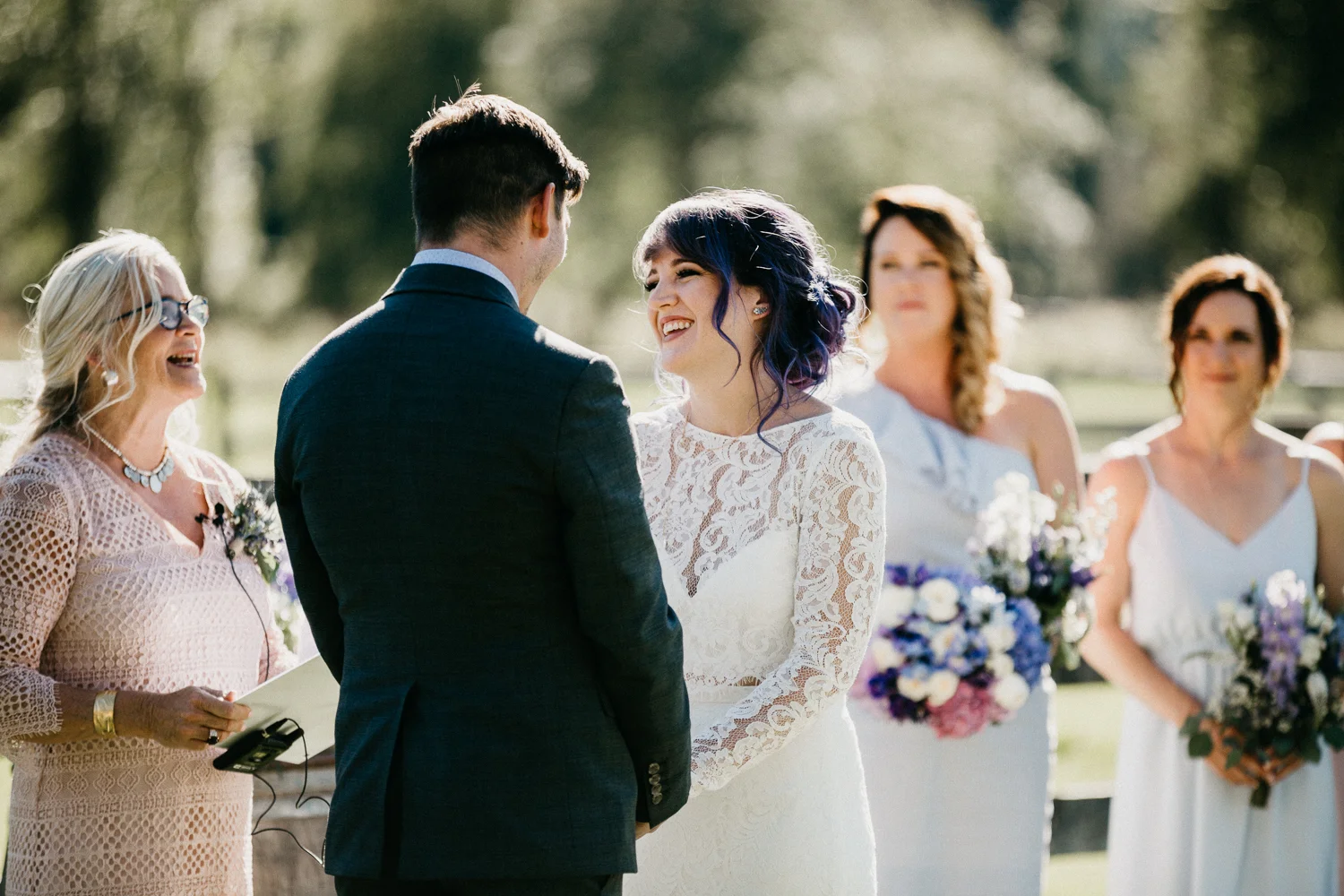 couple exchanging vows Pemberton Farm wedding