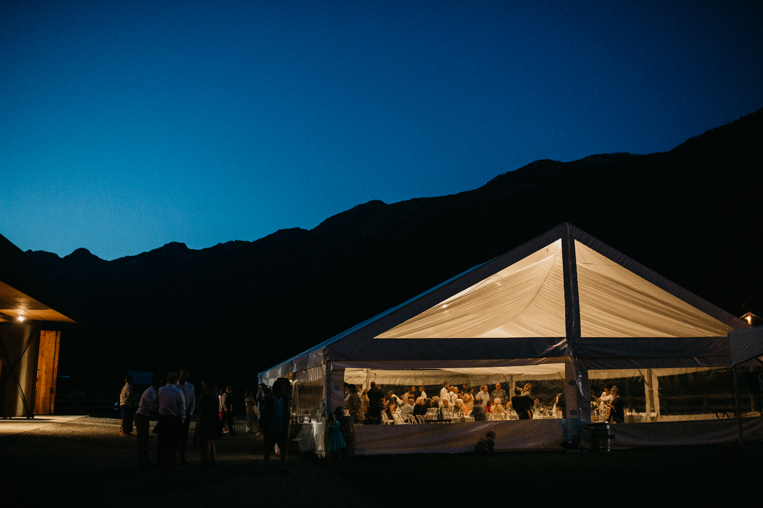 Reception site at Pemberton farm wedding