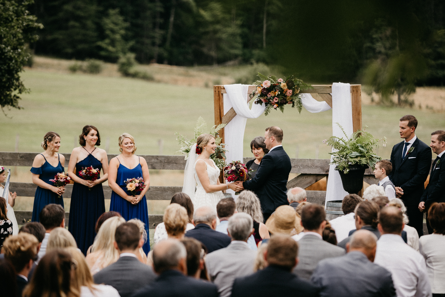 wedding ceremony at at Bird's Eye Cove wedding, Vancouver Island