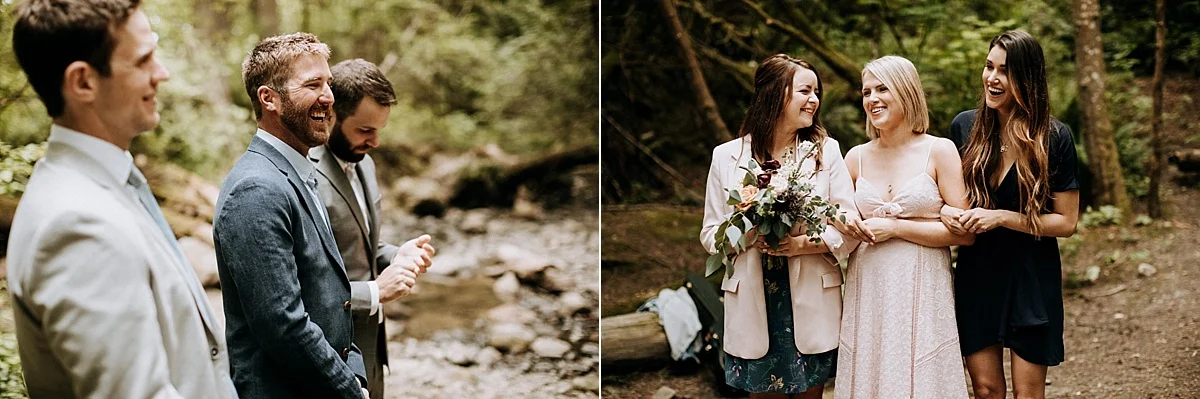 bridal party laughs during ceremony Vancouver Island Elopement Photographer