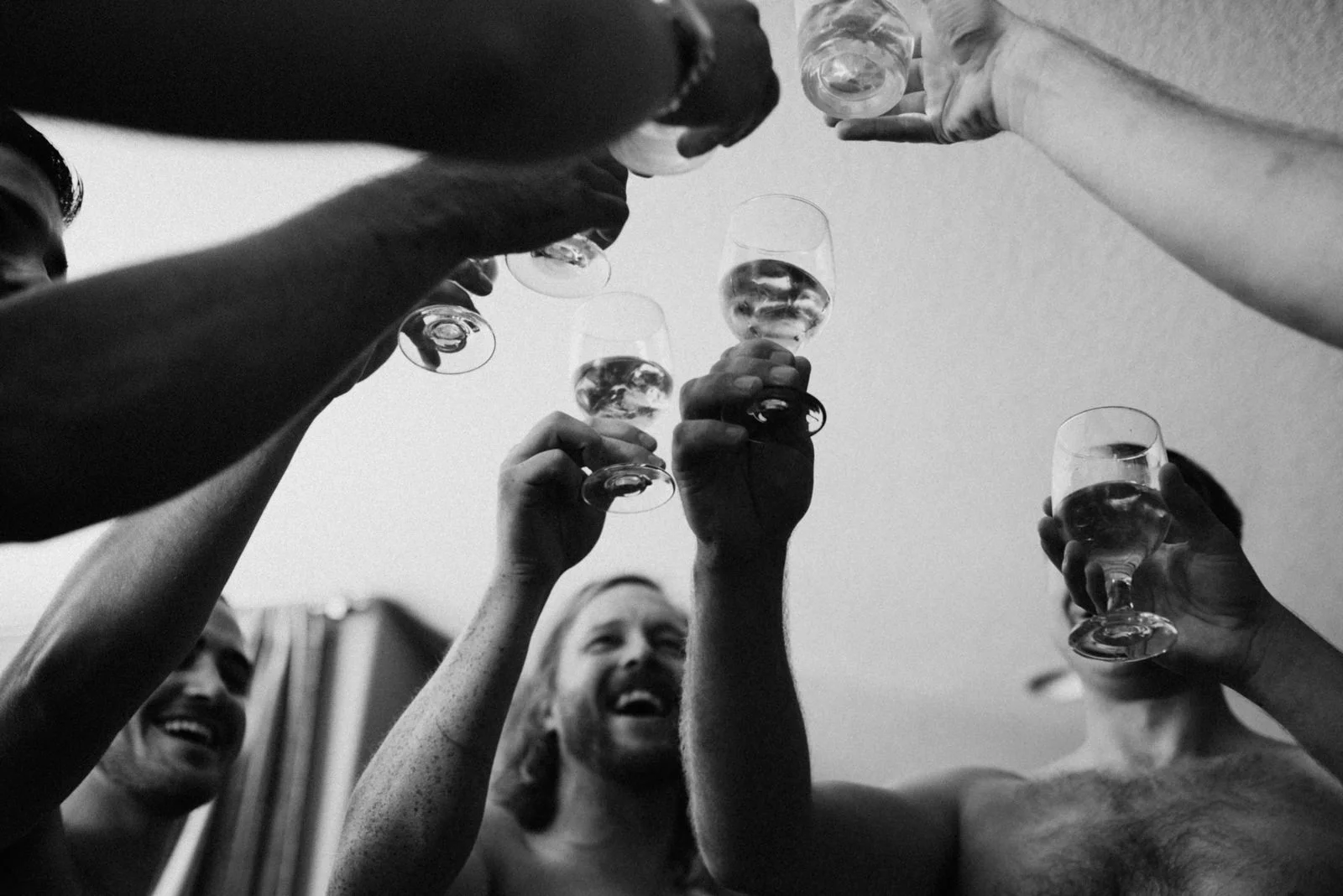 groomsmen cheers whiskey Port Alberni wedding Photographer