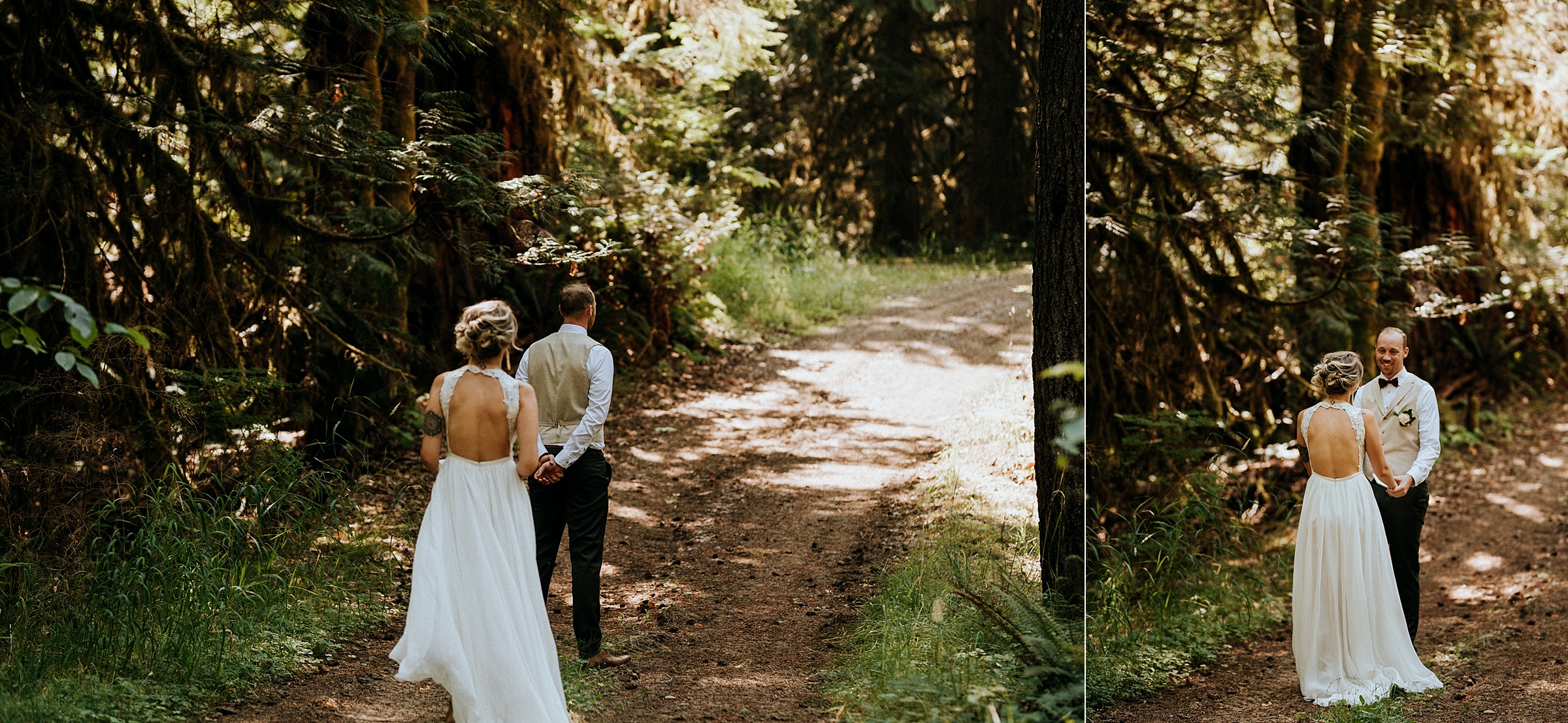 Bride and Groom during first look Port Alberni wedding Photographer