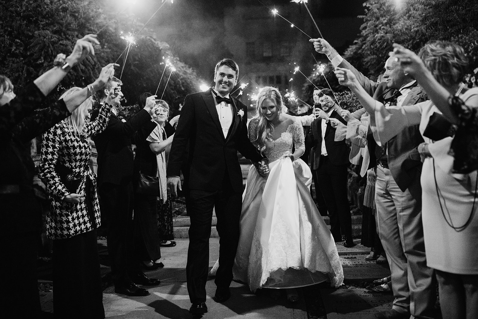 Hatley Castle Wedding photographer sparkler exit
