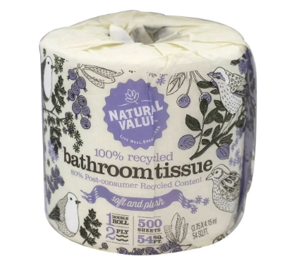 Toilet Paper. Look for these plastic-free individual wrapped 100% Recycled Bathroom Tissue in your grocery store or nearby restaurant outlet. Alternatively, you can get your 100% recycled toilet paper delivered to you via WhoGivesACrap . 50% of their profits are used to build toilets for those in need.