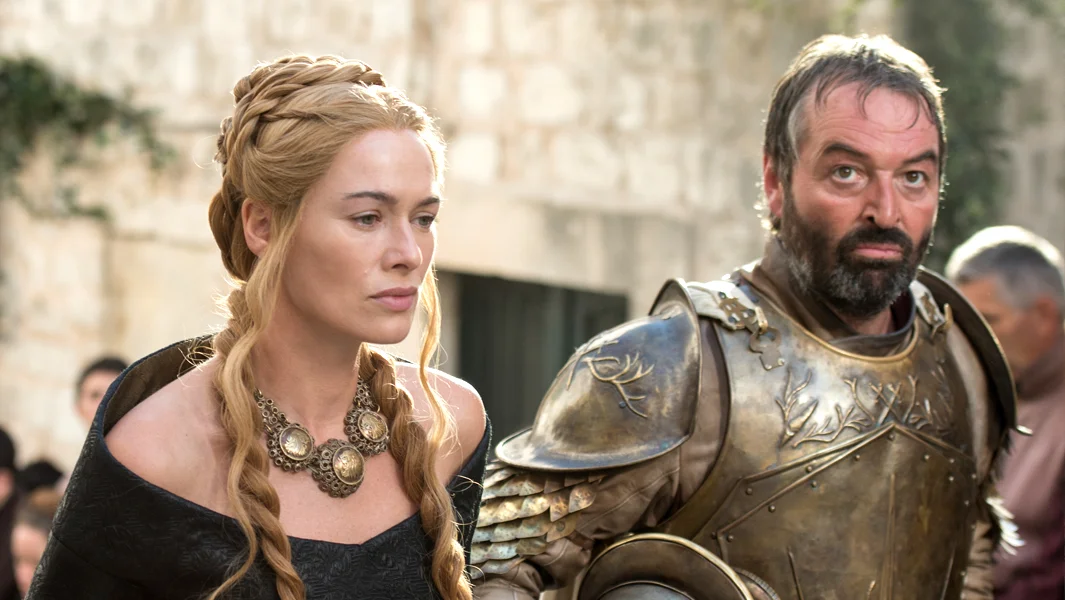 Lena Headey as Cersei Lannister and Ian Beatti e as Meryn Trant. Photo Credit: Macall B. Polay/HBO