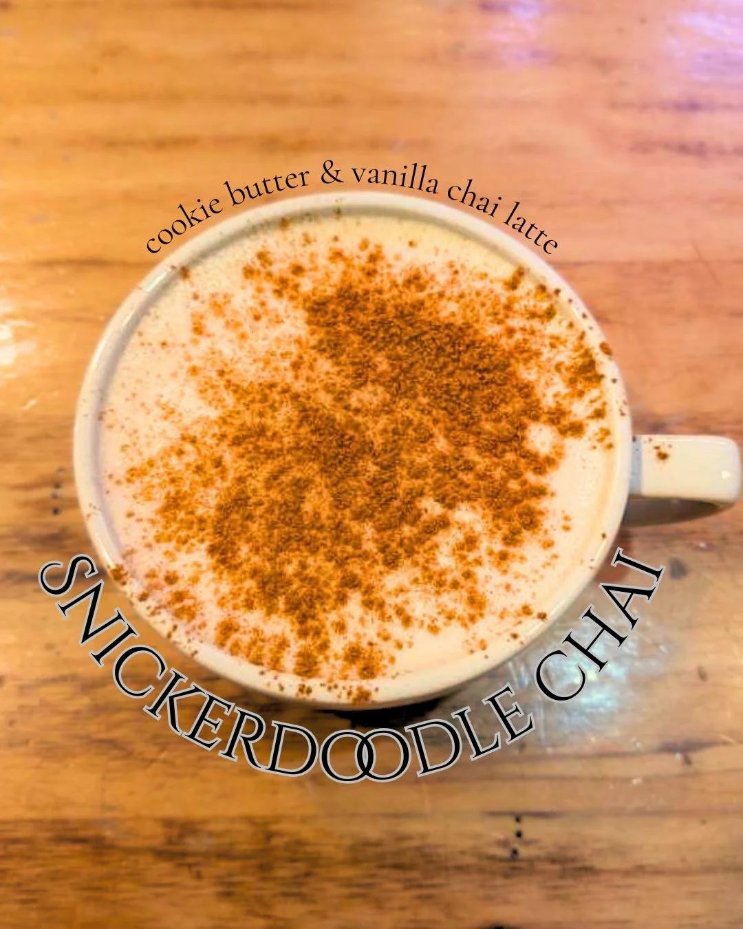 #chailatte The Snickerdoodle Chai will make you want to put on your apron and make some cookies, or just buy some of ours! 🍪💕✨ You can even try this chai latte spicy! Don&rsquo;t forget that January specials like this one gets you double the points