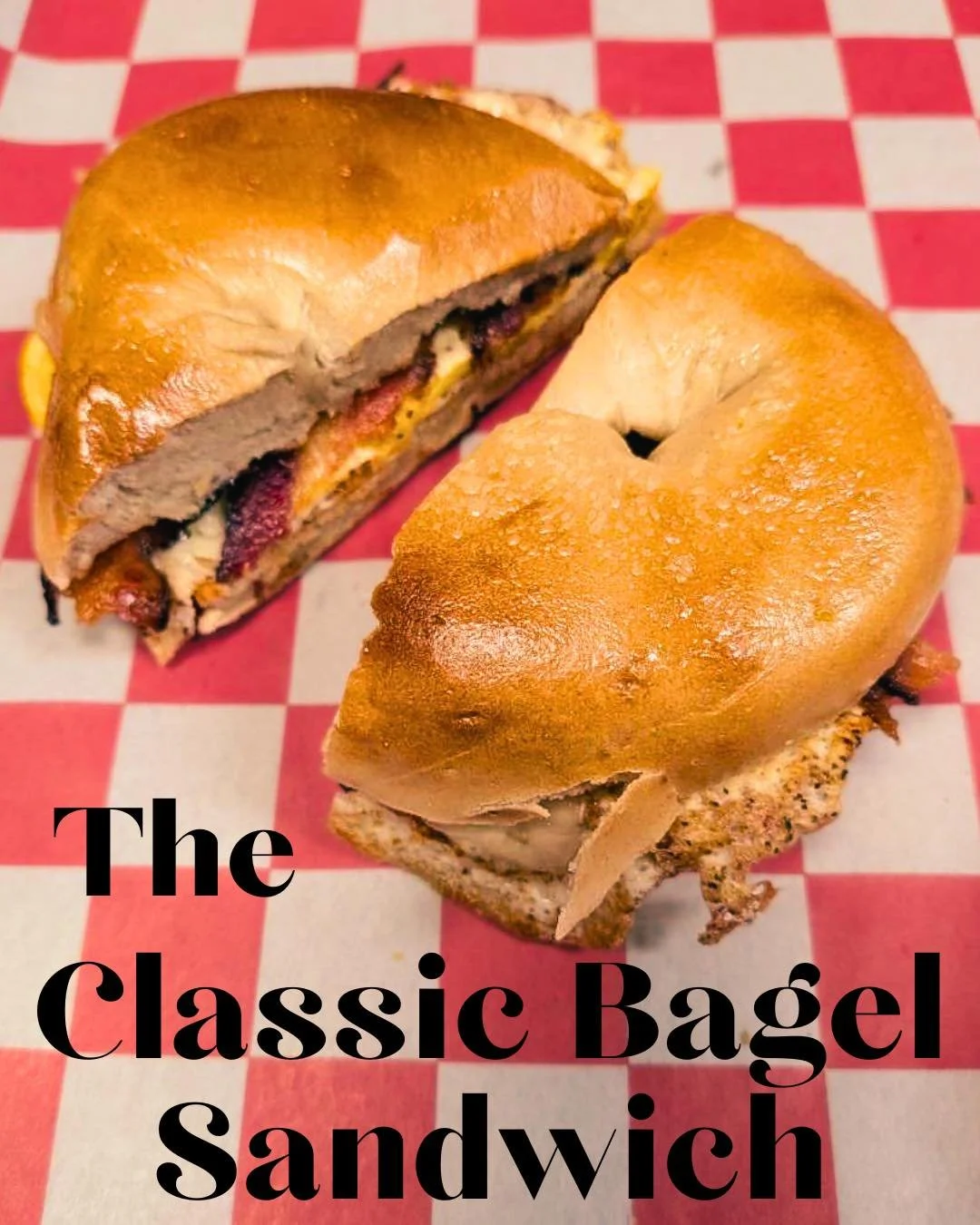 The Classic Bagel Sandwich. It&rsquo;s, well, a classic! Your choice of bacon, sausage, or guacamole, fried egg, and mozzarella cheese. A filling, comforting breakfast, found here at Red Dog! 🥓🍳🧀

#manitou #manitousprings #coloradosprings #colorad