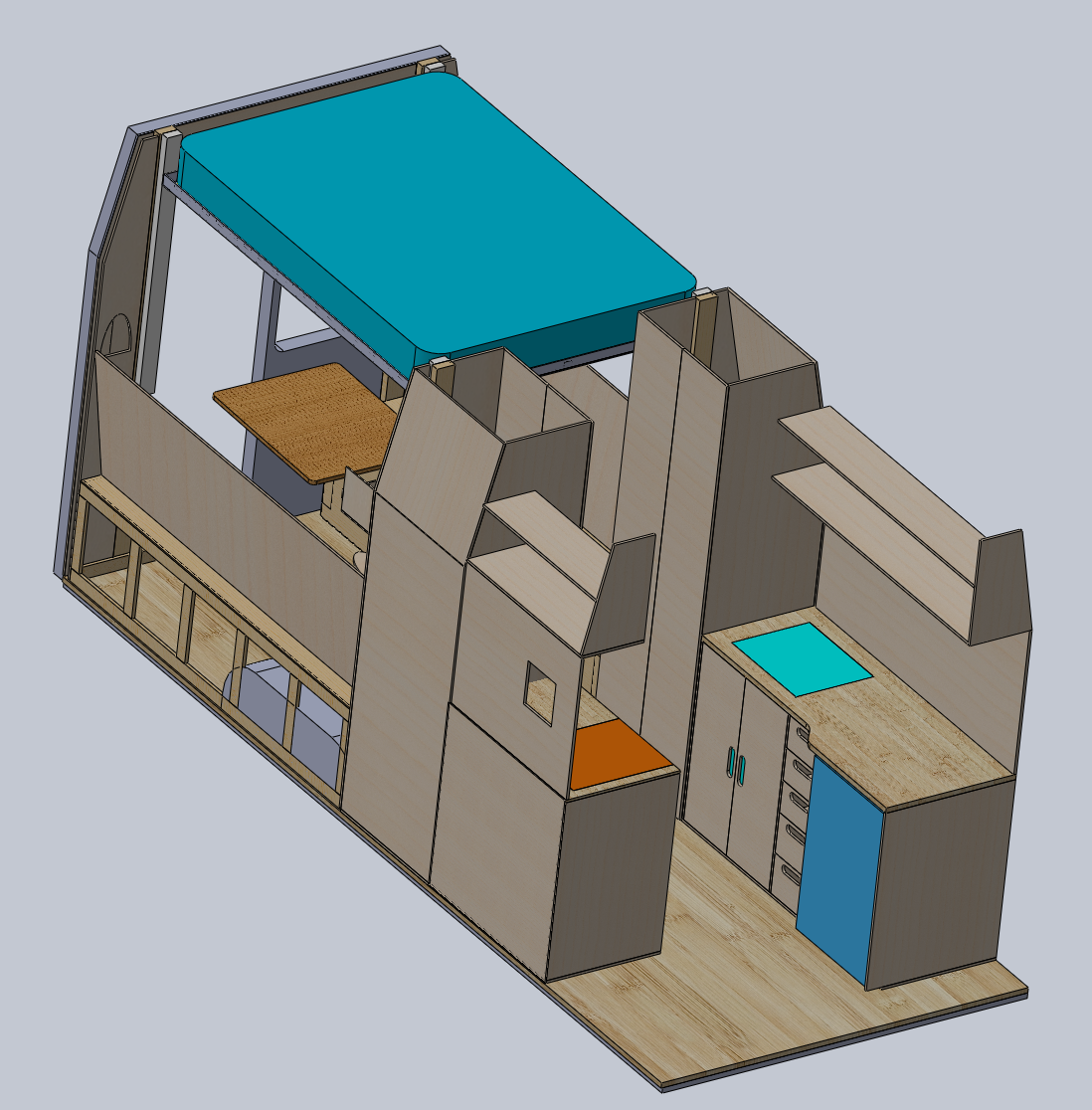 Adding the kitchen counter (window missing)