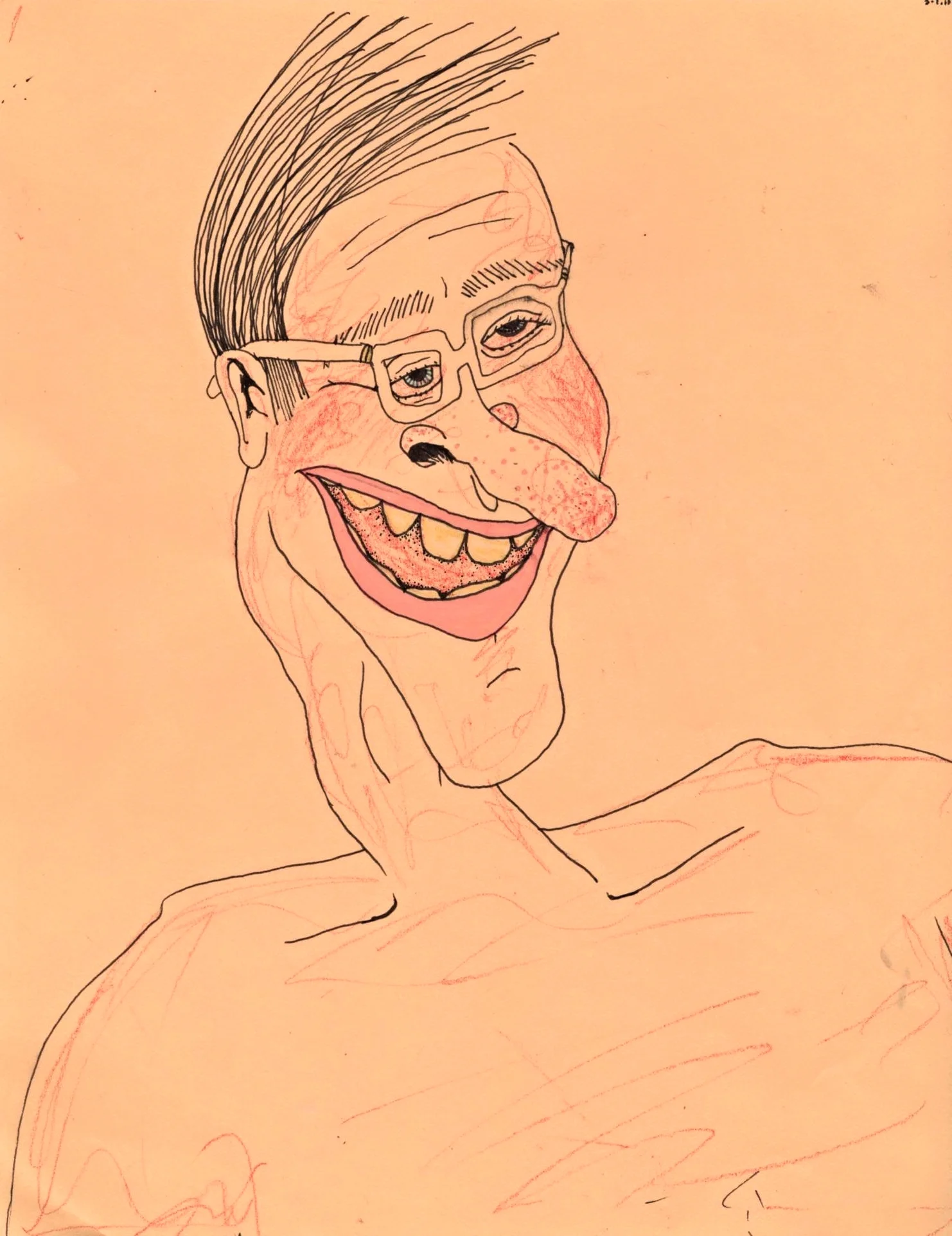 Ballpoint pen and colored pencil on colored paper. 2015