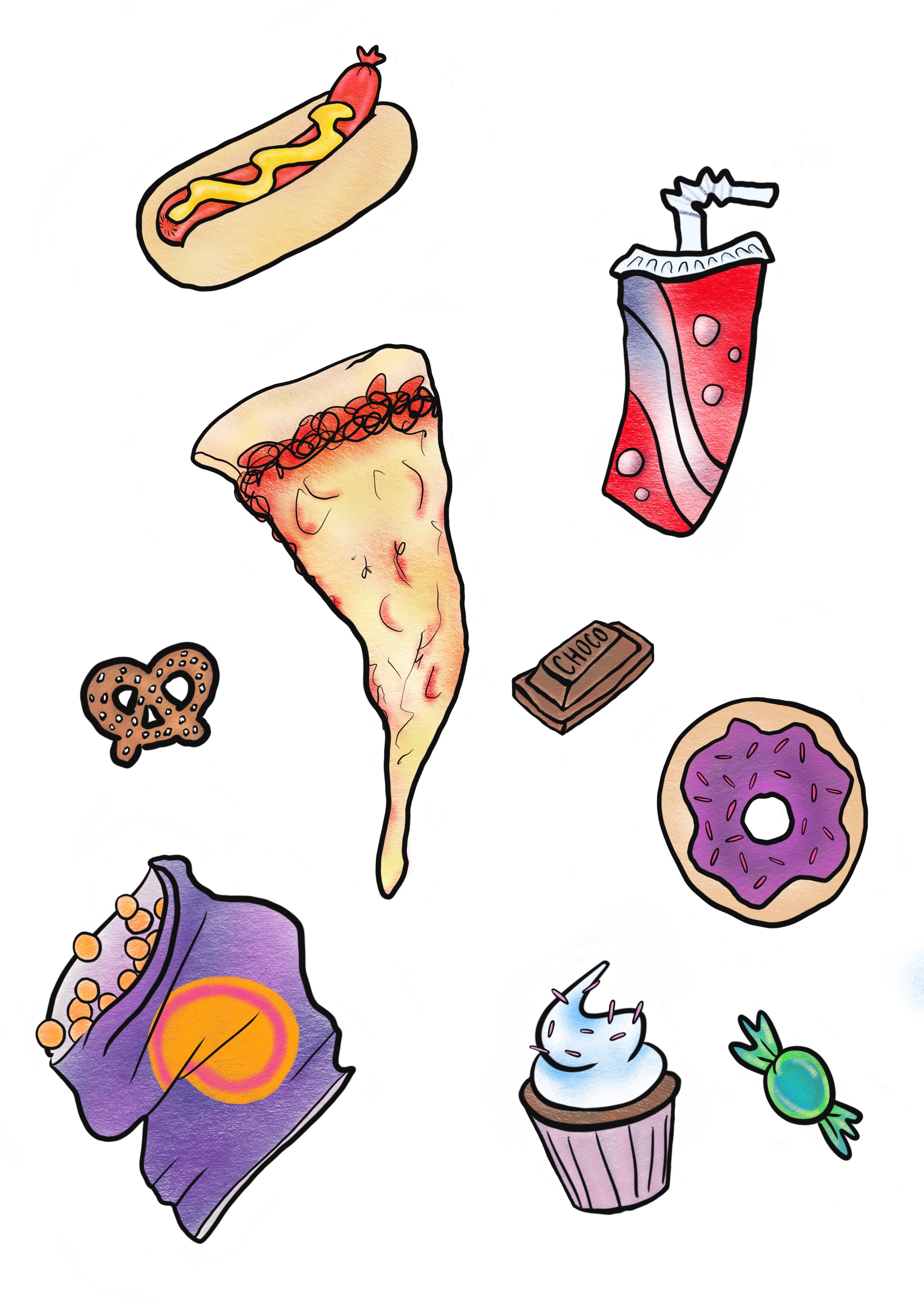 Junk Food Sticker Set