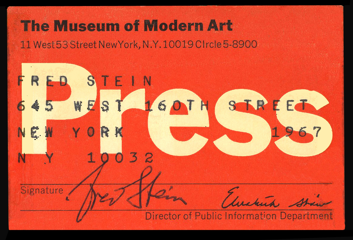 Fred press card, MOMA 1967.jpg