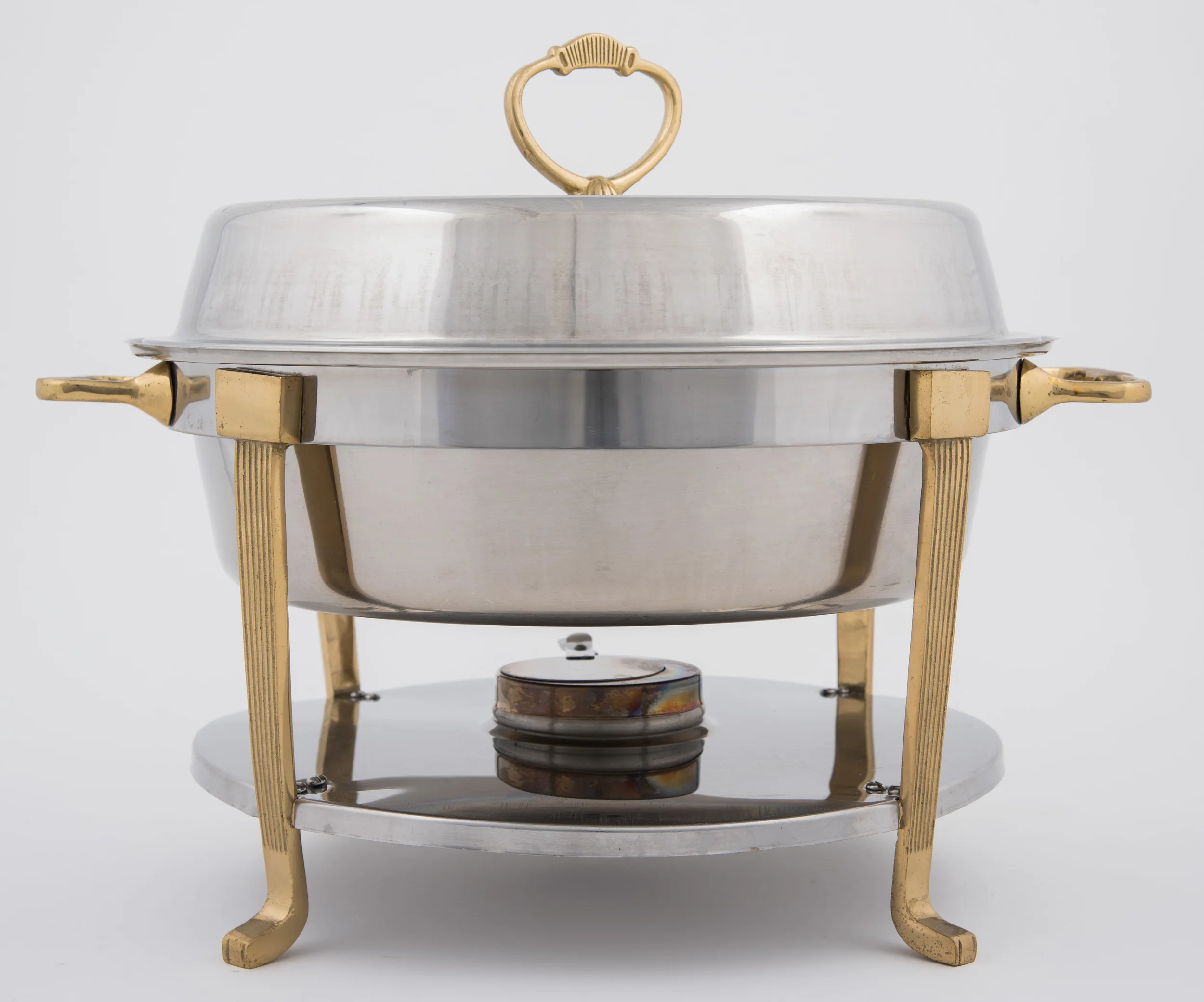 Round Chafing Dish with Brass Trim (6 quarts)
