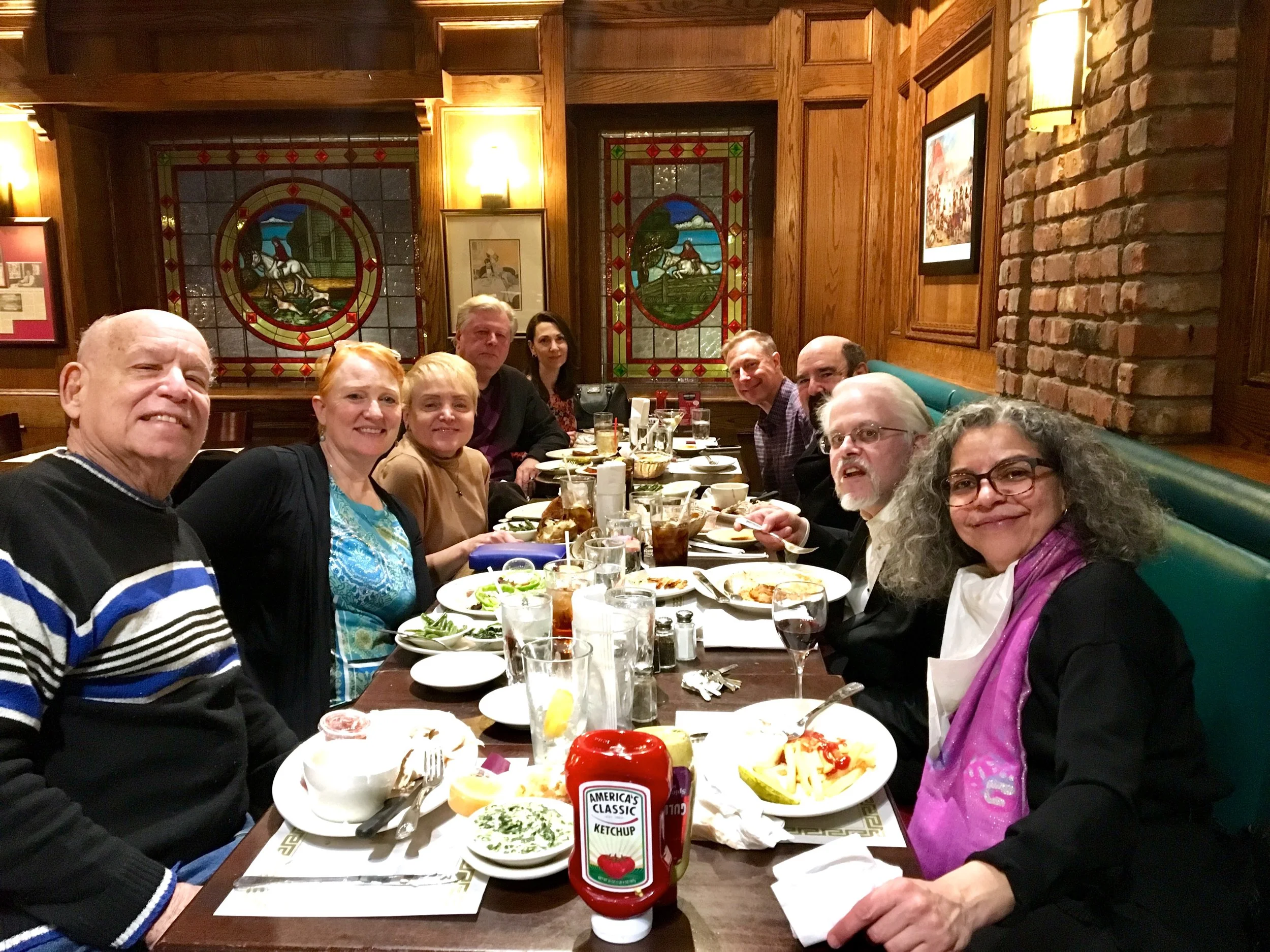 A fun dinner celebration with friends post concert