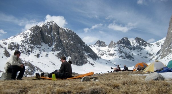 Don, Cody and Alex at basecamp in the Wind River Range in 2008.