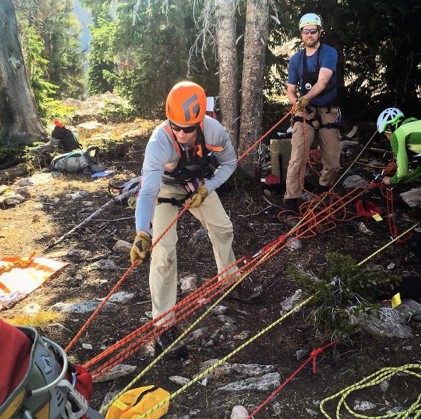Don high angle training with SAR at Jackson Hole Mountain Resort.