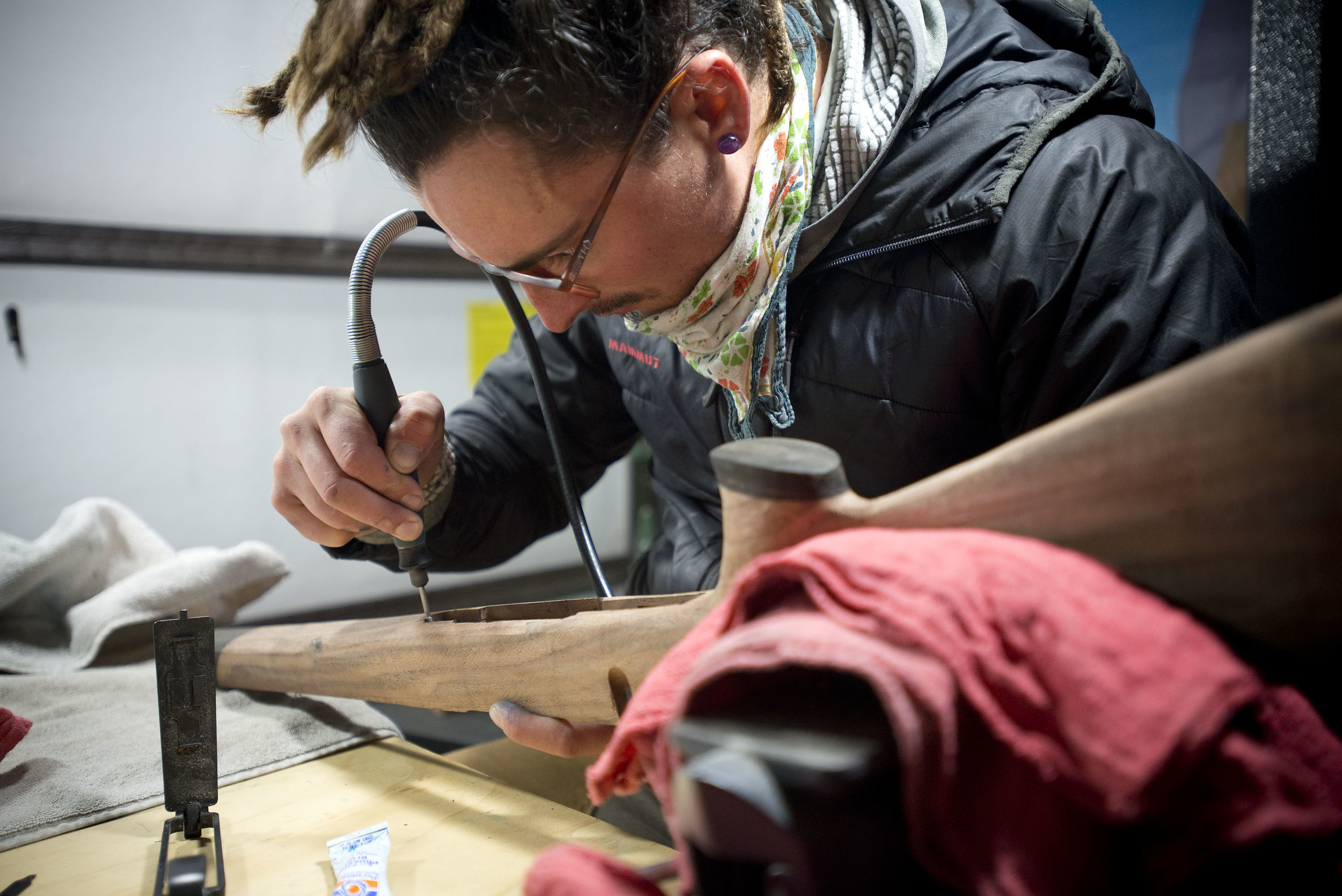 Ryan working on a custom gunstock.