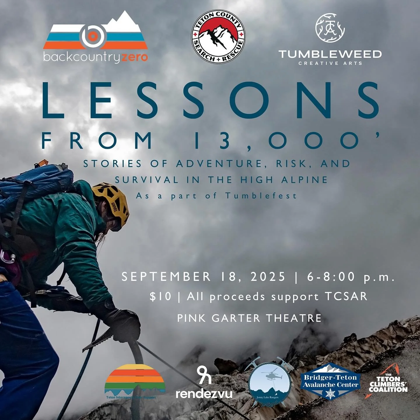 Thanks to an amazing opportunity to collaborate with @tumbleweedcreativearts, this year&rsquo;s &lsquo;Lessons at 13,000 Feet&rsquo; storytelling event will be hosted at the Pink Garter Theatre on Thursday, September 18th as a part of their Tumblefes