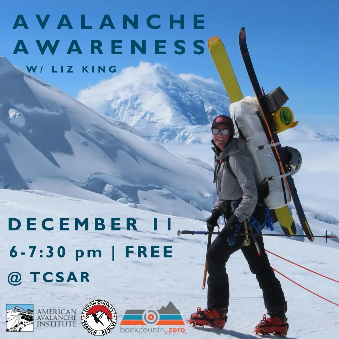 Spots are filling fast for our next two Backcountry Zero Risk Management Workshops! Link in bio to register. All levels of backcountry user welcome!!

1. Thursday, December 11 from 6-7:30 @ TCSAR: Join @avyinstitute Avalanche Program Director (and on