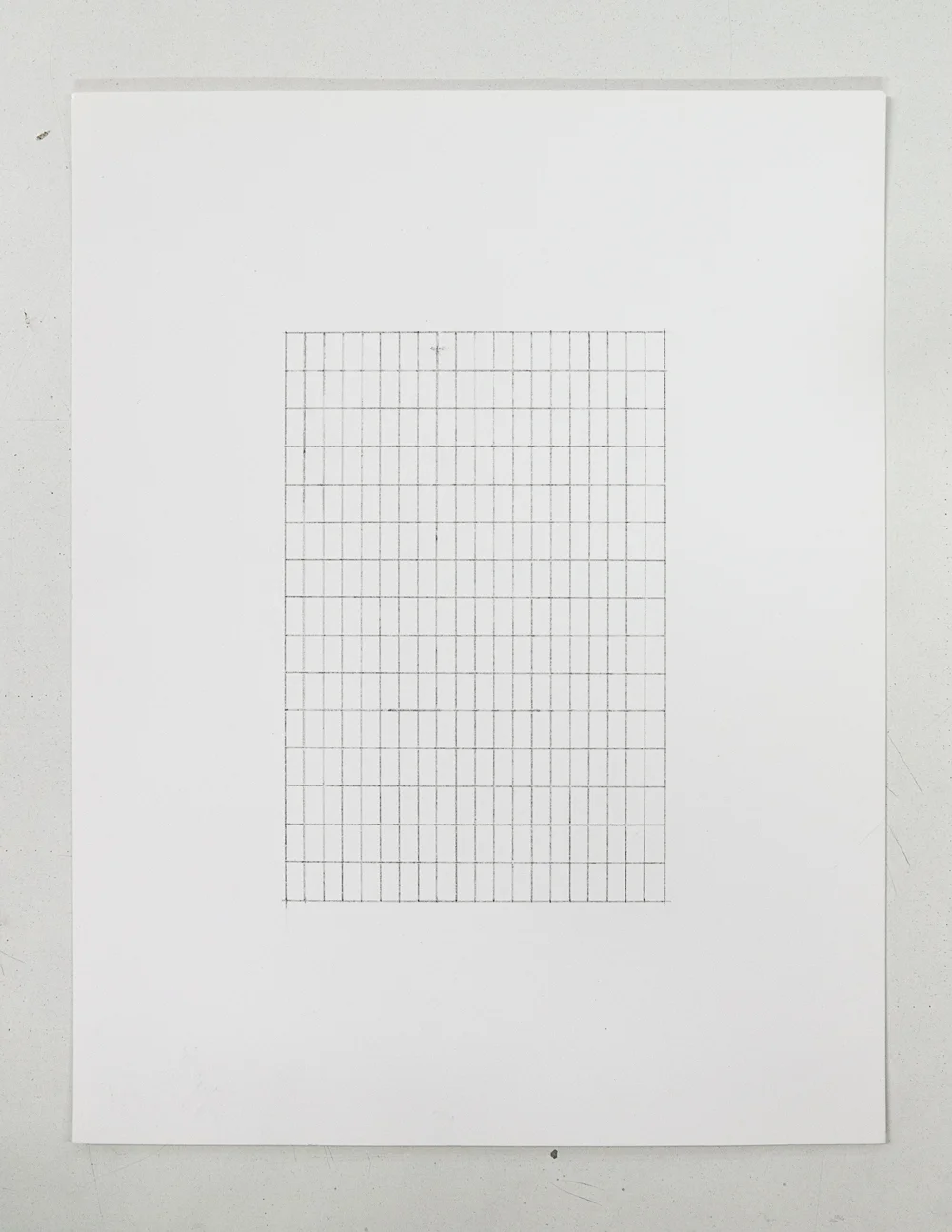 (PRISONTIME/PRISONINME: Transition to Metric) 5mm x 10mm on 10cm x 15cm , 2014 Pencil on semi-matte inkjet fiber paper, 8.5 in. x 11 in.
