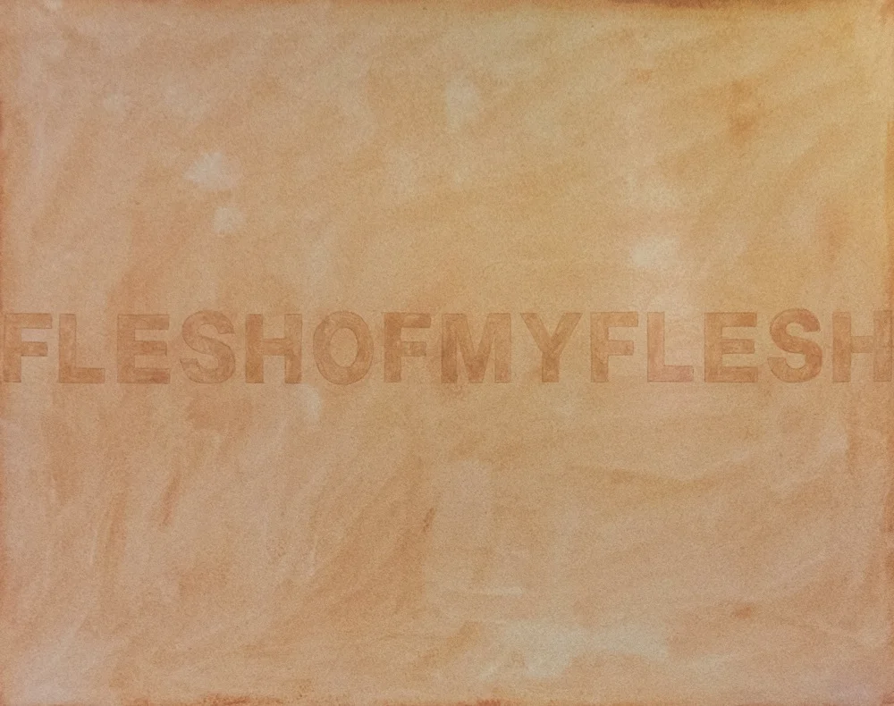 domestexts: FLESHOFMYFLESH No. 23 True Beige, 2019, South Korea Cosmetic pressed powder, gum arabic and pencil on fiber paper 40 cm x 30 cm