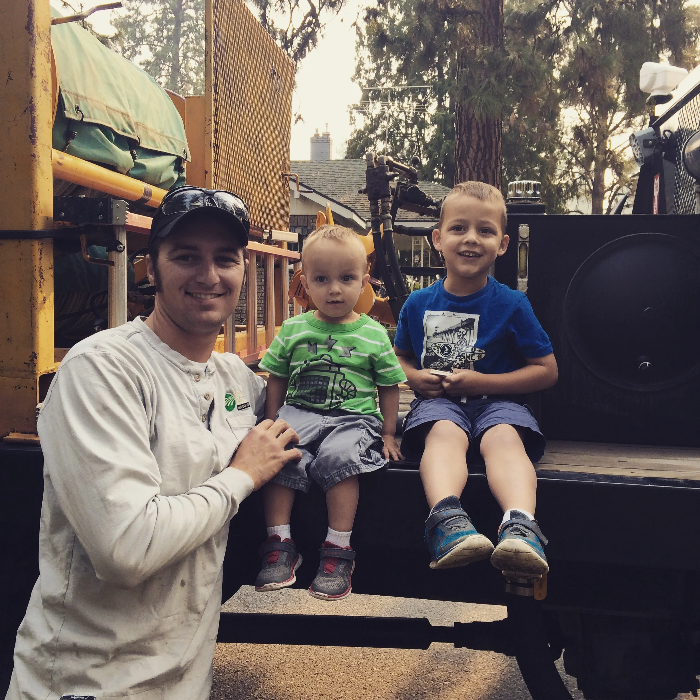 Andrew and his little linemen, Macsen and Ewan