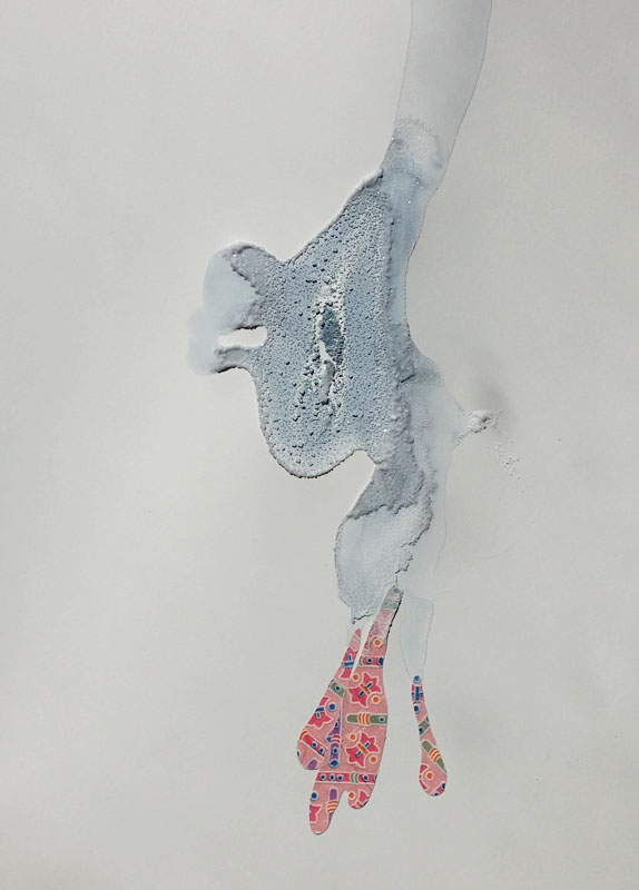 A sort of sketch with origami papers, saltwater and gouache.