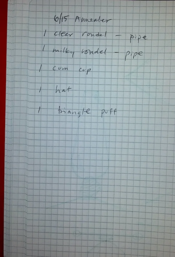 Annealer unload list.