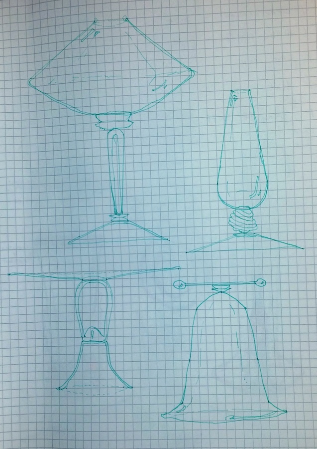 Some unconventional ideas for goblets and vessels that have been modified to have tiny apertures or a new mode of handling (two-handed bell jar?).
