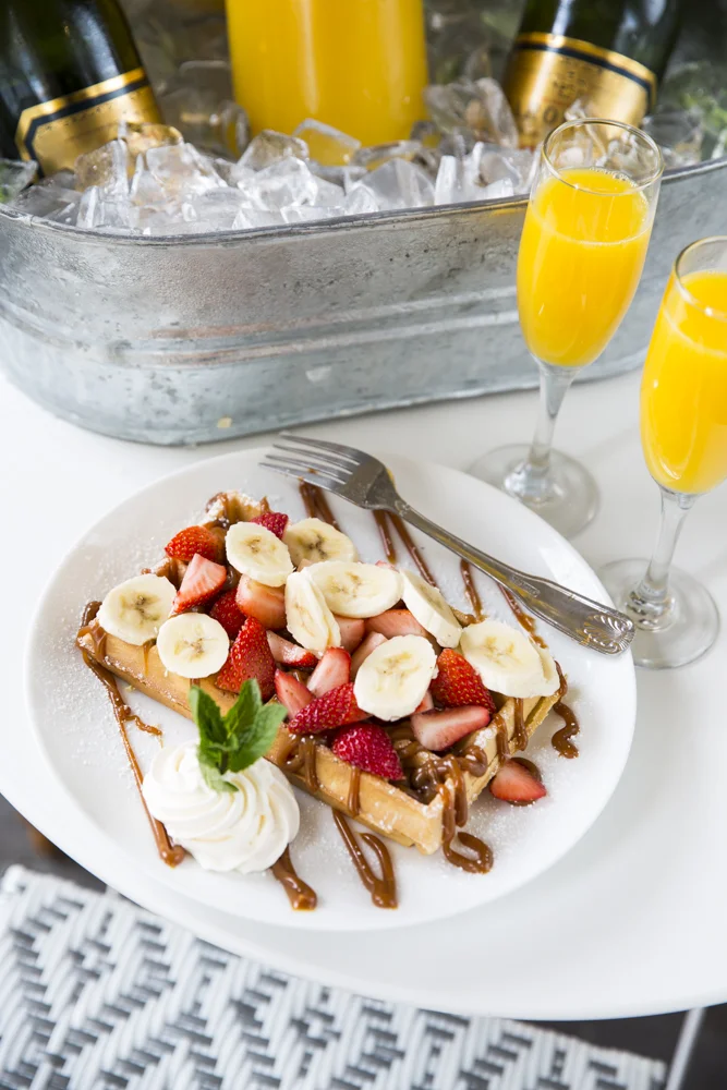 Dulce de Leche with Bananas & Strawberries Waffle