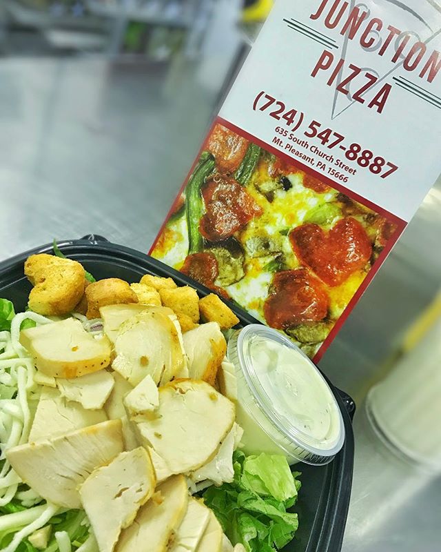 Try one of our π― real chicken salads! No rib meat frozen chicken at The Junction! #thejunctiopizza #mtpleasantpa #eeeeeats #chickensalad #lunchtimeπ΄ #bestintown #instafood #smallbusinesslove