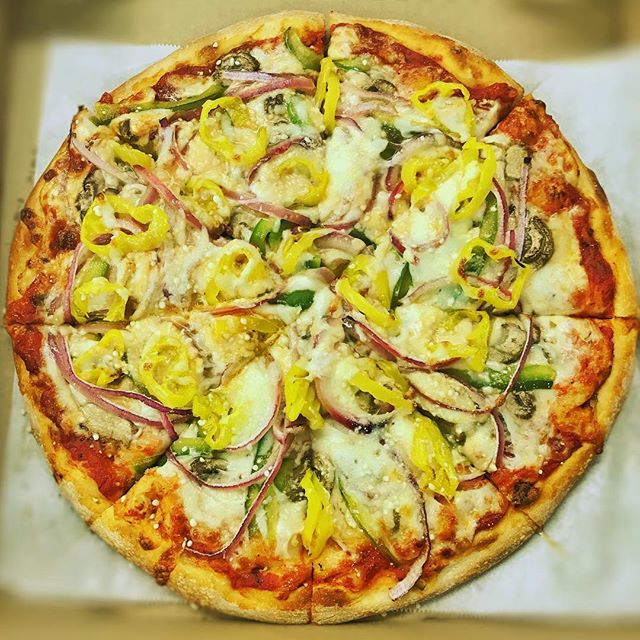 Try one of our delicious veggie pizza on this Good Friday! #thejunctionpizza #veggiepizza #goodfriday #eeeeeats #mtpleasantpa #foodporn