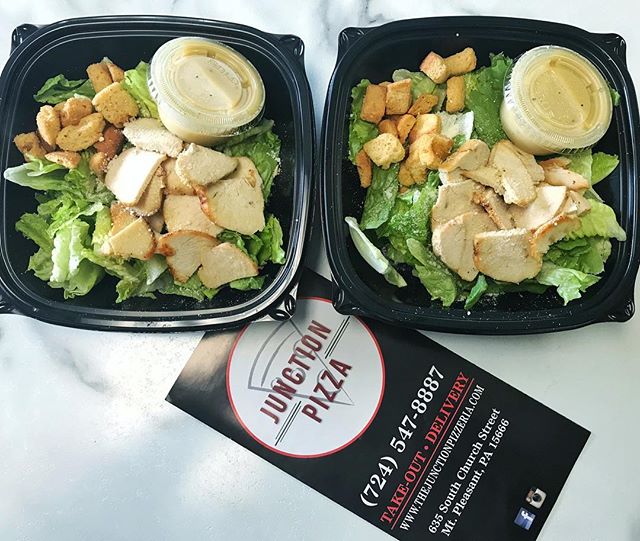 Add chicken or steak to our Caesar or Spinach salad for a healthy meal option! .
.
.
#thejunctionpizza #mtpleasantpa #bestintown #724 #chickencaesar #foodporn #foodie #foodphotography #pittsburgh #greensburgpa #scottdalepa #norvelt #bearrocks #π