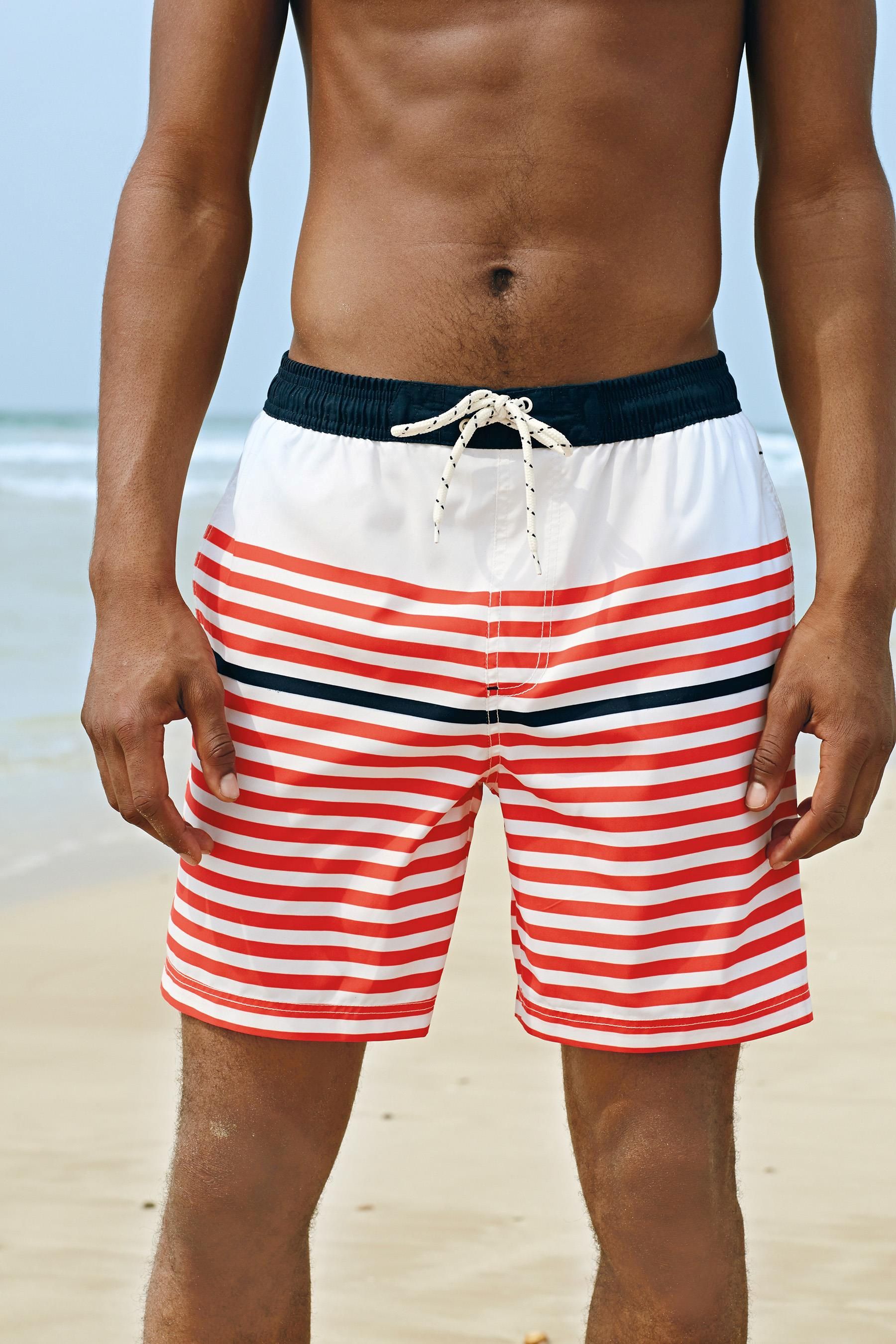 Red and Ecru Stripe Swim Shorts: NEXT £18.00