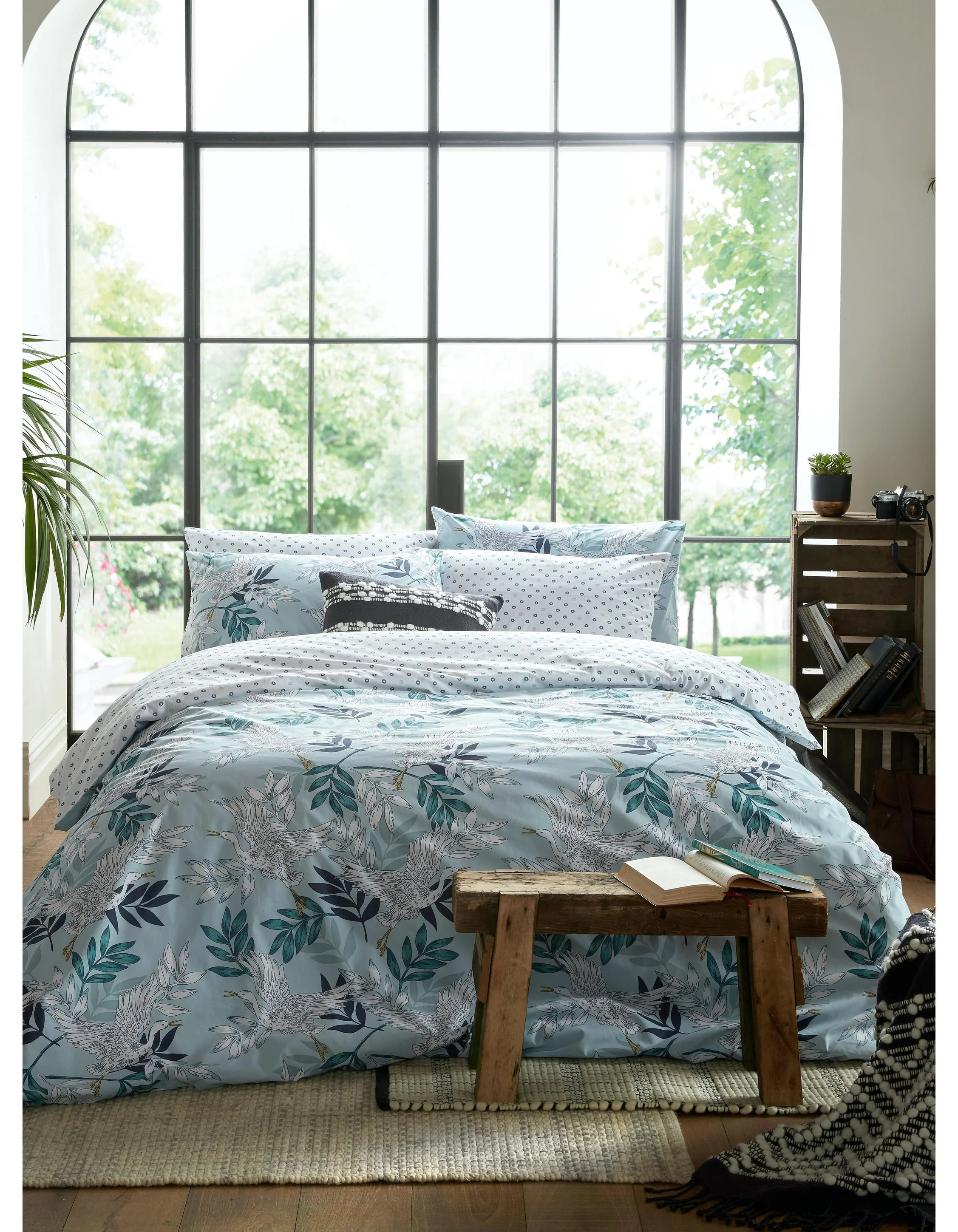 Oriental Crane Double Duvet Cover Set £60.00