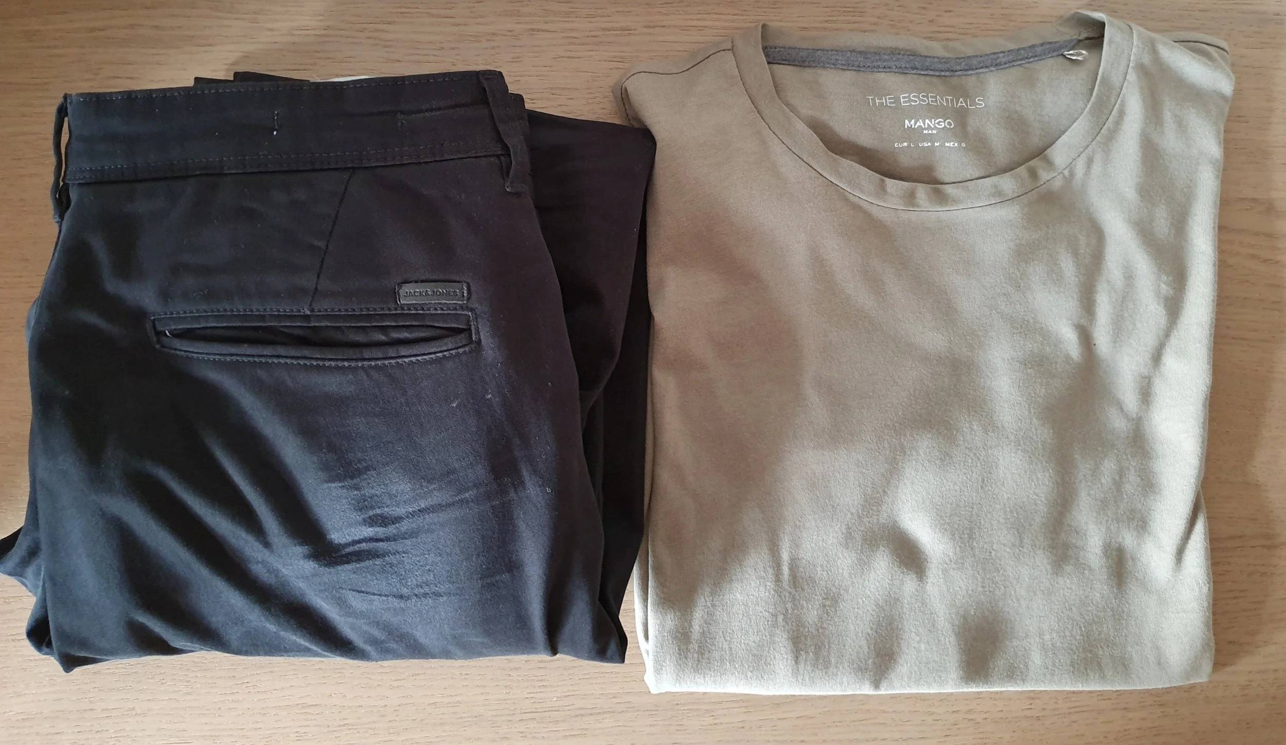 Black Chinos by Jack & Jones and Essentials T-Shirt Khaki by Mango
