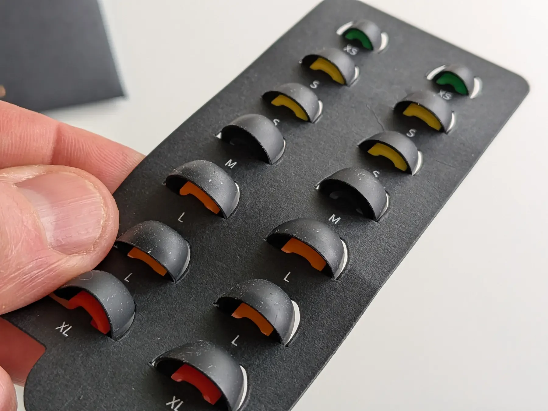 Edifier STAX Spirit S10 ear tips tray with multiple sizes and colour-coded inner lining