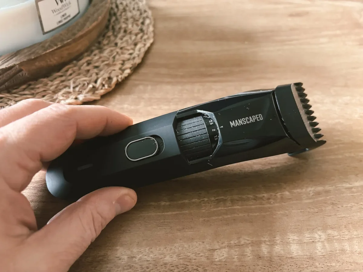 Jerome testing the Manscaped the beard hedger on a short beard at home