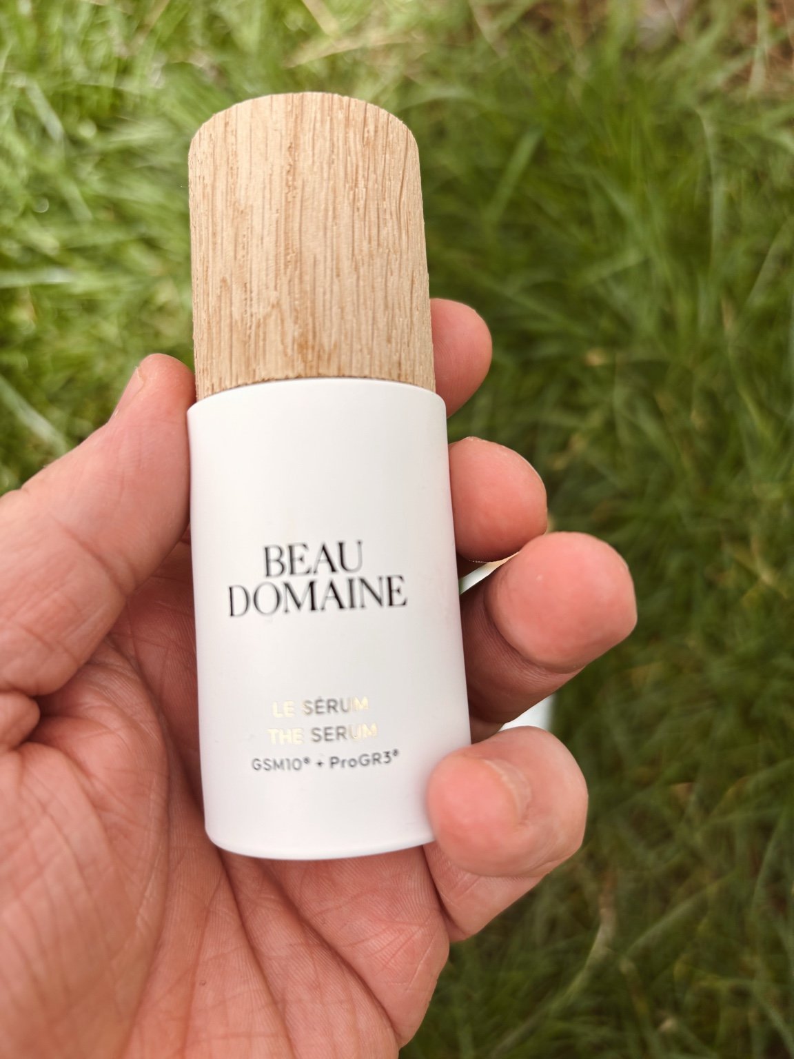 Beau Domaine The Serum skincare product for men outdoor close-up