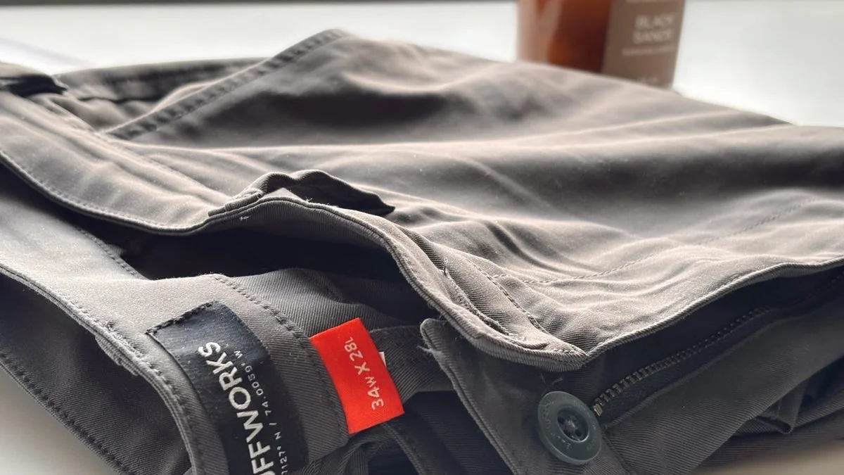 Bluffworks Ascender Chinos in Voyager Grey close-up hero image