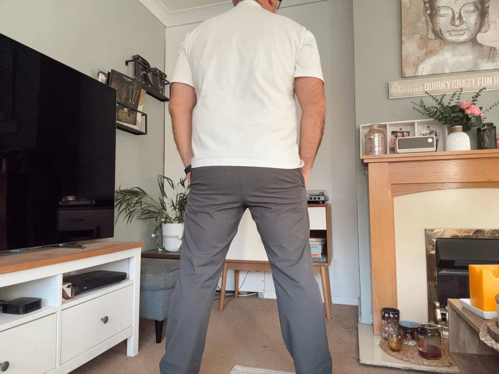 Back view of Bluffworks Ascender Chinos in Voyager Grey
