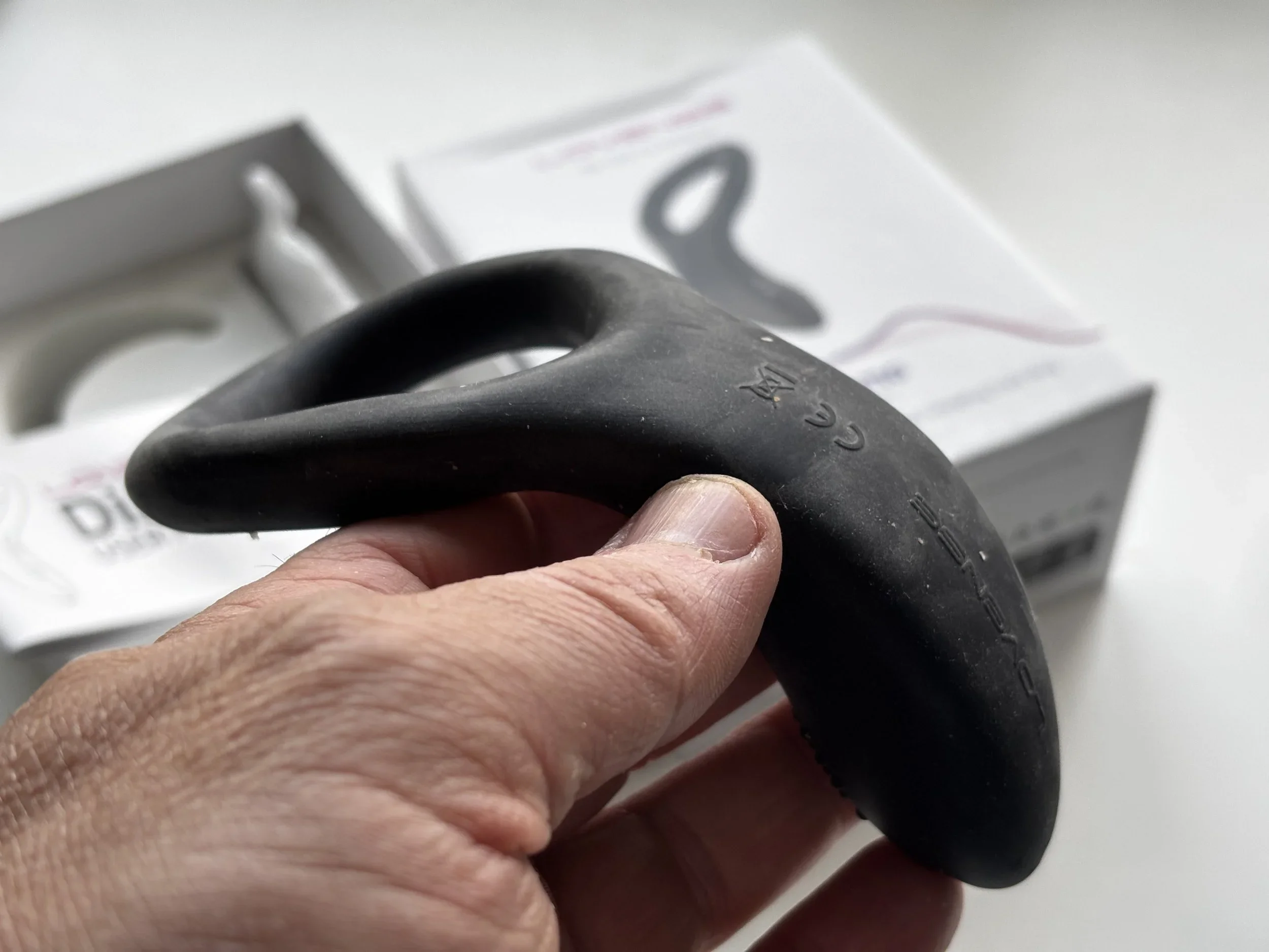 Jerome holding the Lovense Diamo Vibrating Cock Ring